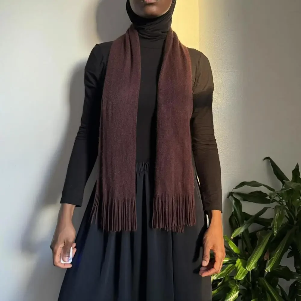 Vintage‎ brown Fringe knit Scarf